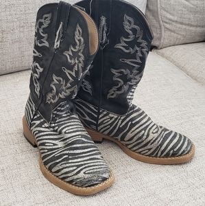 Roper Size 12 Girls Boots Zebra Sparkle